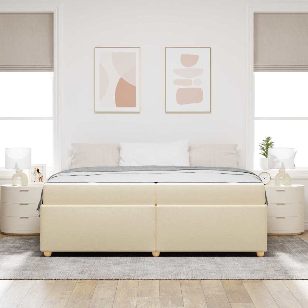 Bedframe met matras met matras Crème 200 x 200 cm Stof