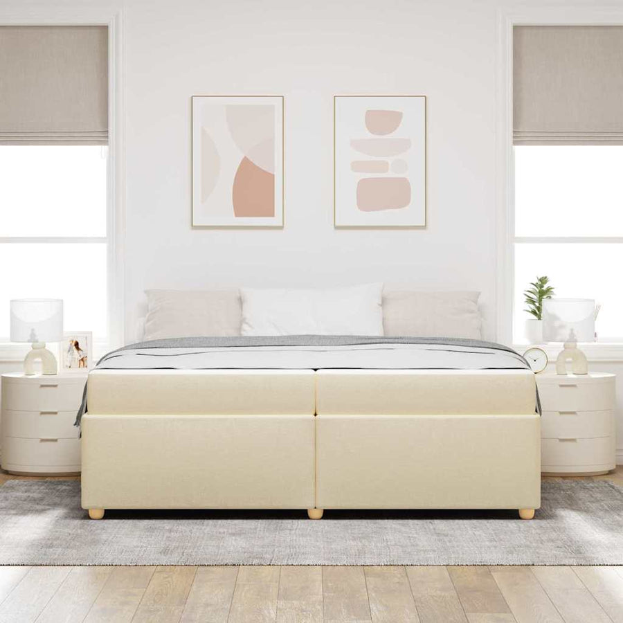 Bedframe met matras met matras Crème 200 x 200 cm Stof