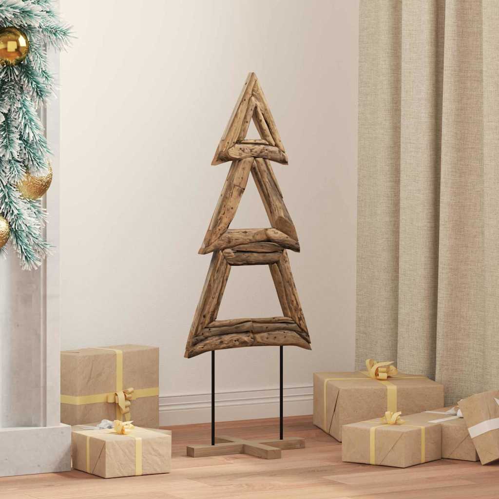 Kerstboom met standaard Bruin 90 cm Massief teakhout