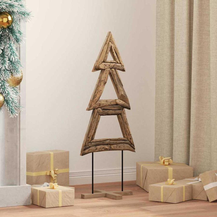 Kerstboom met standaard Bruin 90 cm Massief teakhout