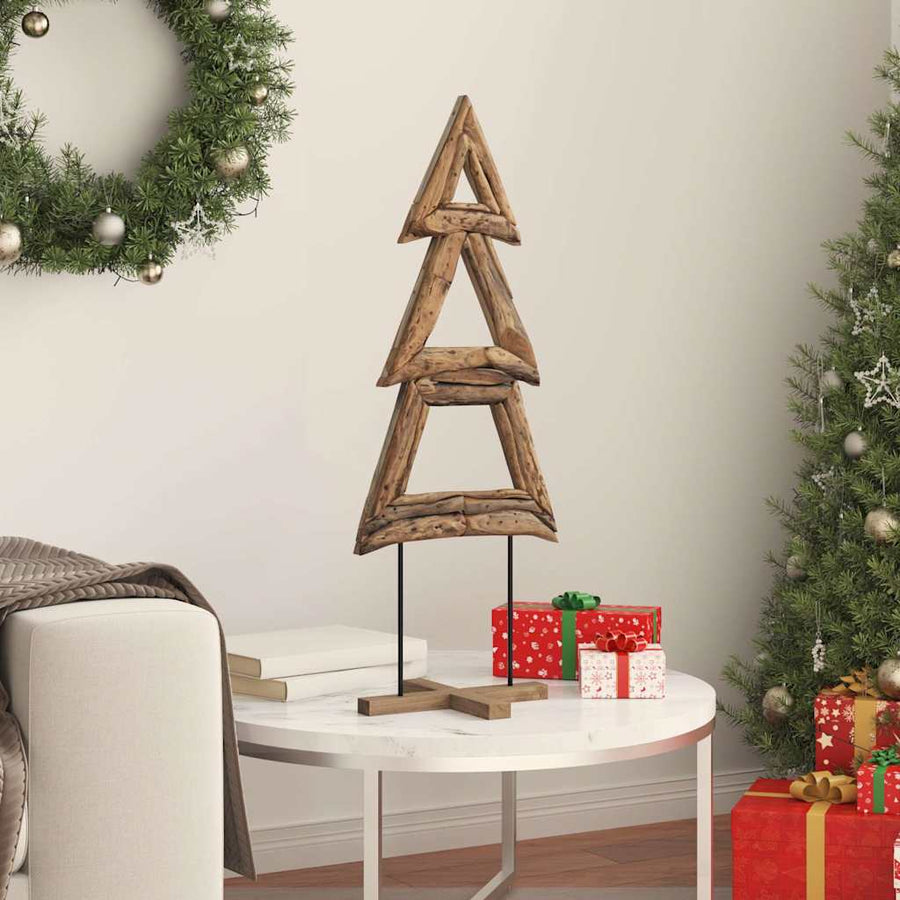 Kerstboom met standaard Bruin 90 cm Massief teakhout