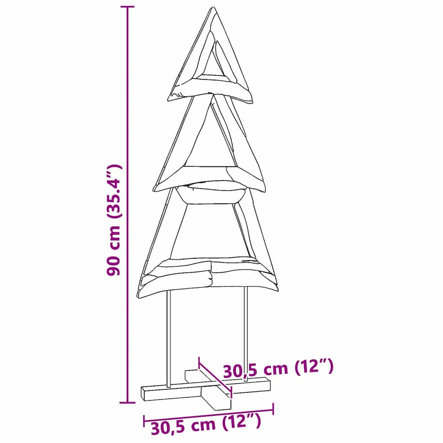 Kerstboom met standaard Bruin 90 cm Massief teakhout