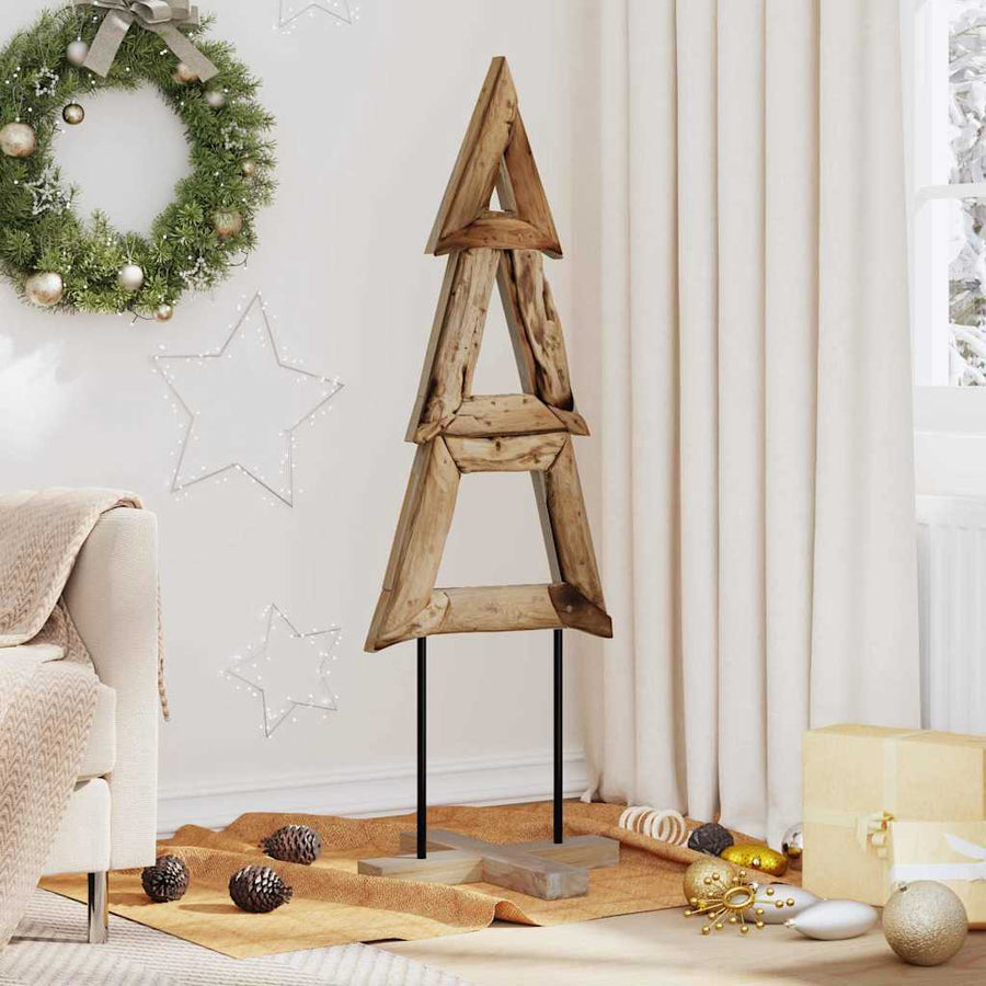 Kerstboom met standaard Bruin 120 cm Massief teakhout