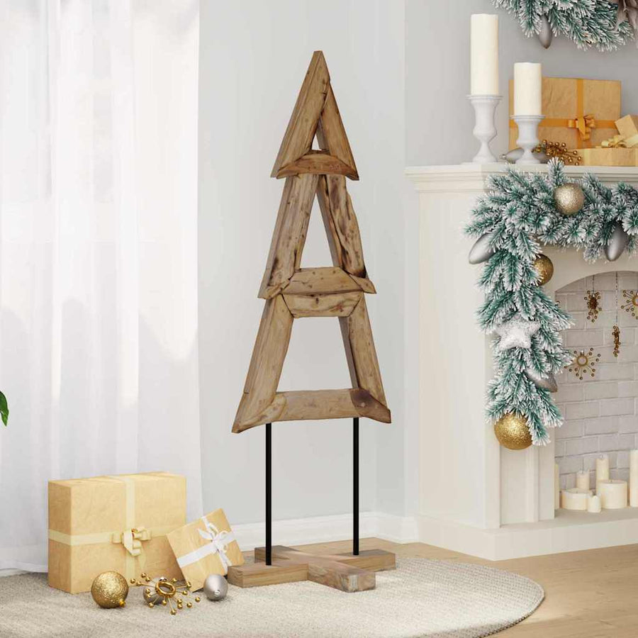 Kerstboom met standaard Bruin 120 cm Massief teakhout