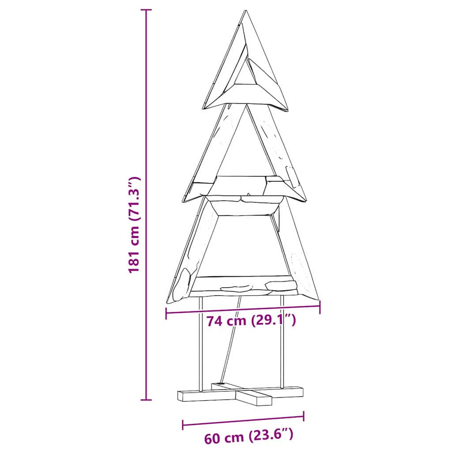 Kerstboom met standaard Bruin 180 cm Massief teakhout