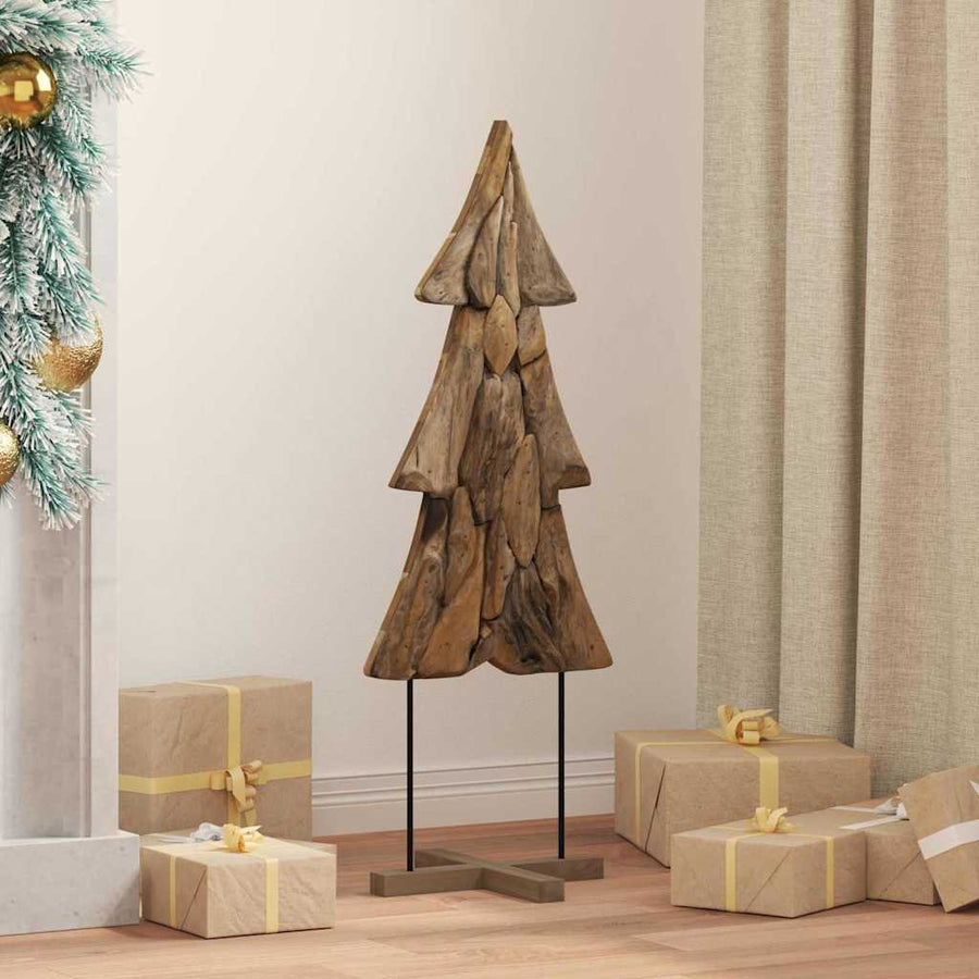 Kerstboom met standaard Bruin 90 cm Massief teakhout