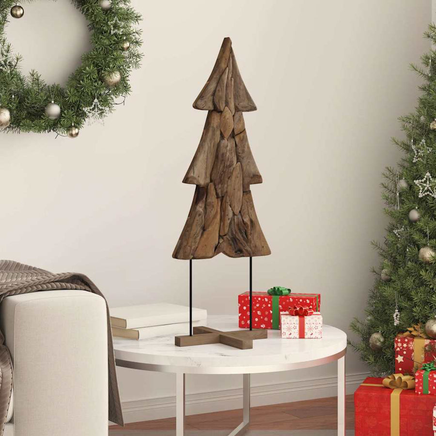 Kerstboom met standaard Bruin 90 cm Massief teakhout
