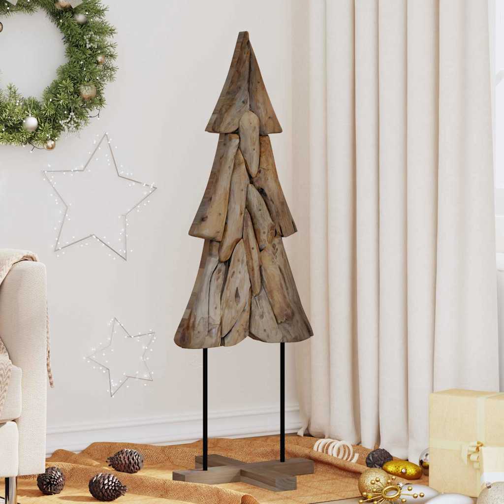 Kerstboom met standaard Bruin 120 cm Massief teakhout