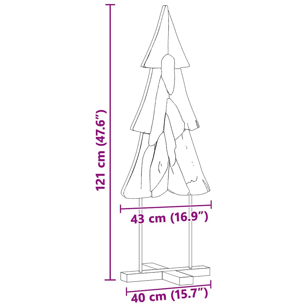 Kerstboom met standaard Bruin 120 cm Massief teakhout