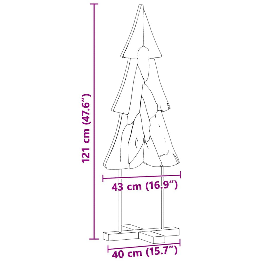 Kerstboom met standaard Bruin 120 cm Massief teakhout