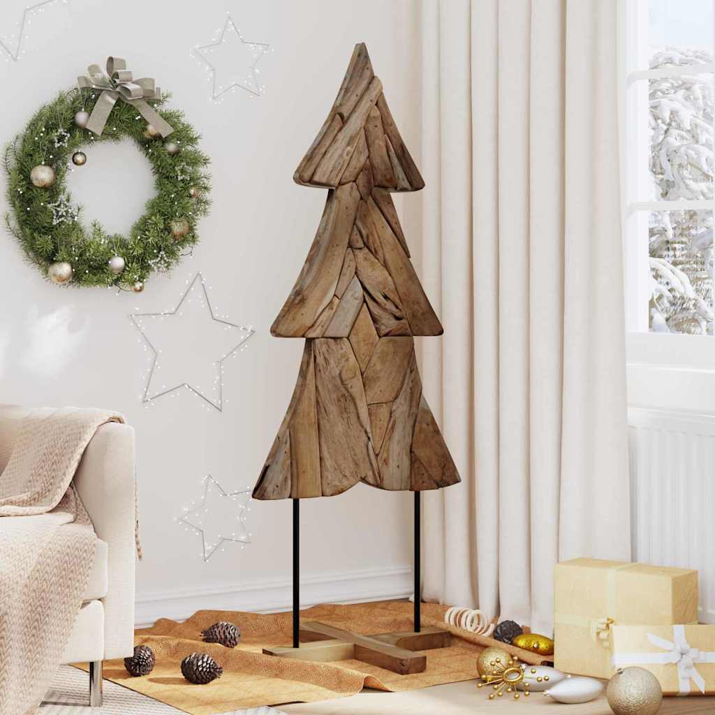 Kerstboom met standaard Bruin 150 cm Massief teakhout