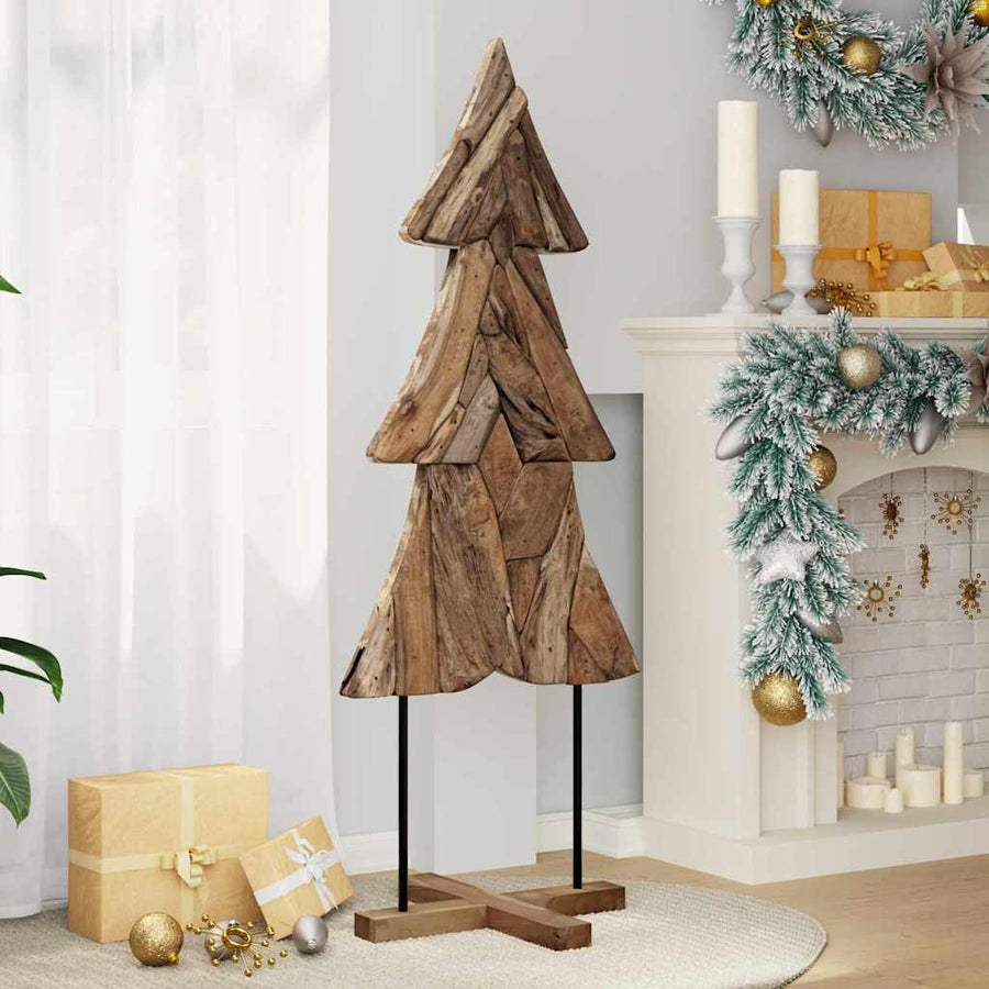 Kerstboom met standaard Bruin 150 cm Massief teakhout