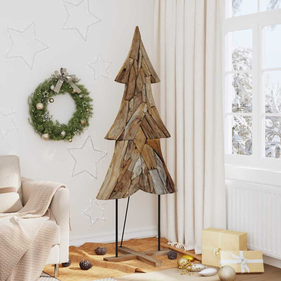 Kerstboom met standaard Bruin 180 cm Massief teakhout