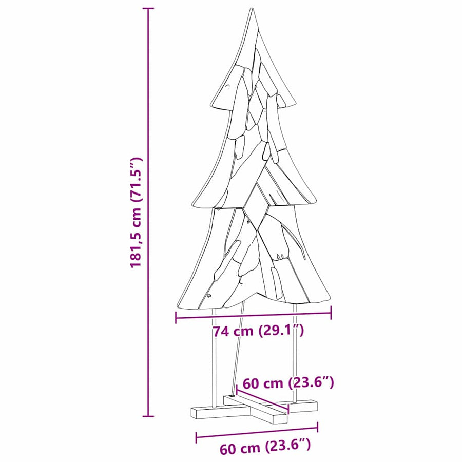 Kerstboom met standaard Bruin 180 cm Massief teakhout