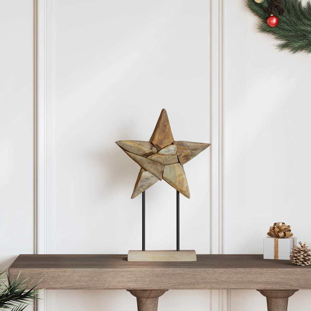 Kerstster Bruin 30 x 5 x 45 cm Massief Teakhout