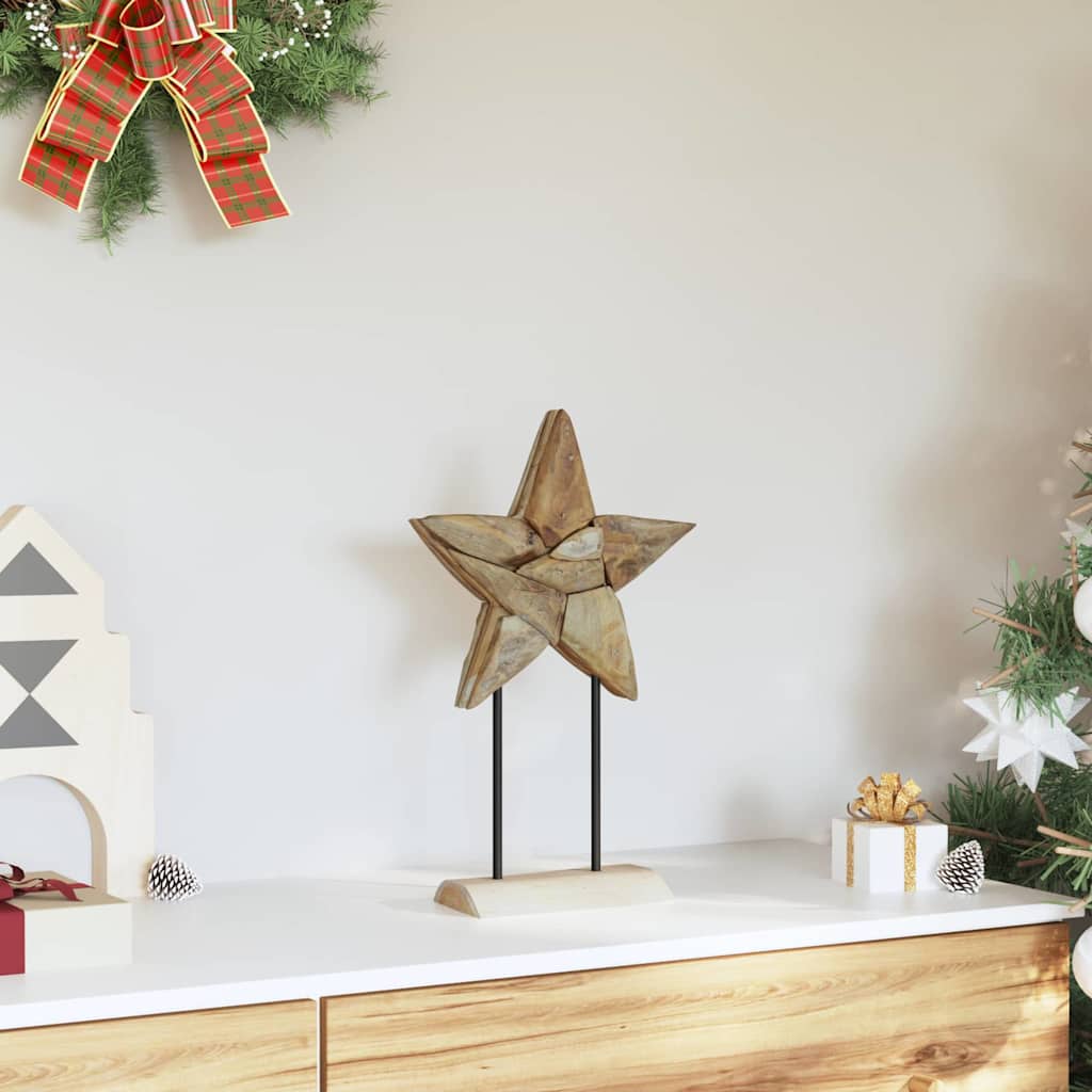 Kerstster Bruin 30 x 5 x 45 cm Massief Teakhout