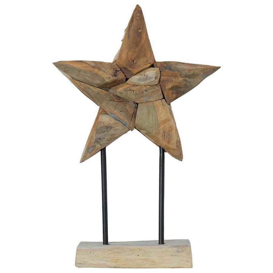 Kerstster Bruin 30 x 5 x 45 cm Massief Teakhout