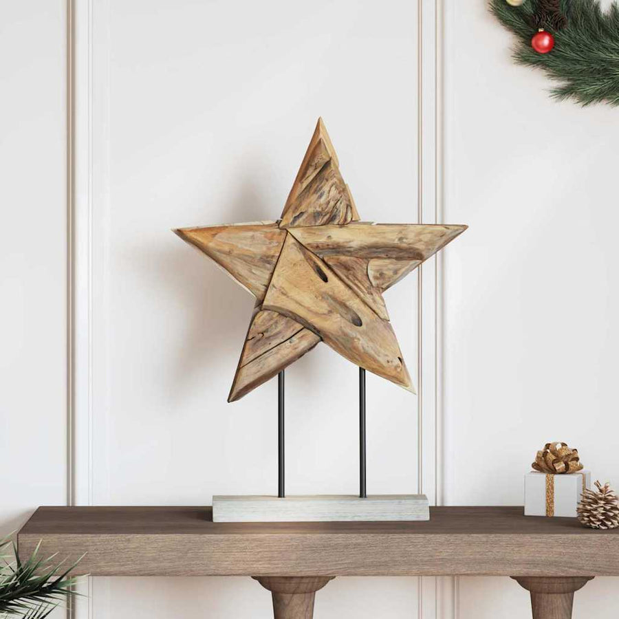 Kerstster Bruin 45 x 5 x 60 cm Massief Teakhout