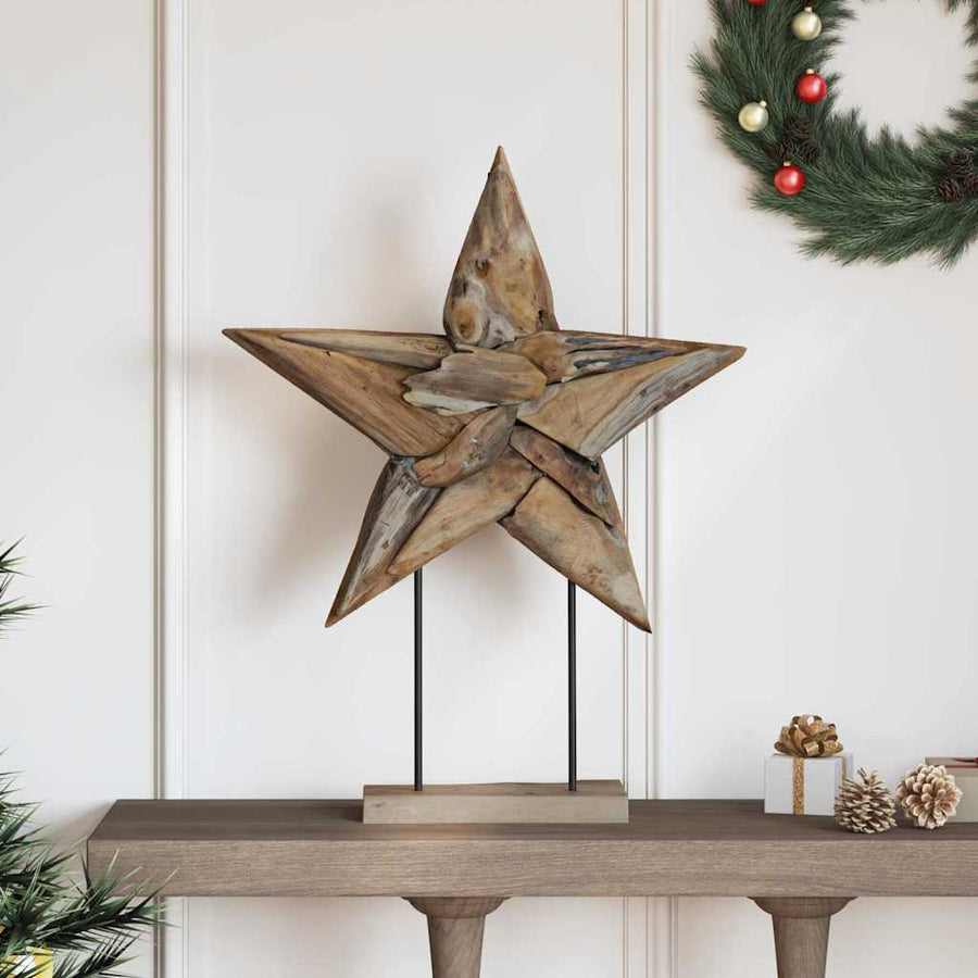 Kerstster Bruin 60 x 5 x 75 cm Massief Teakhout