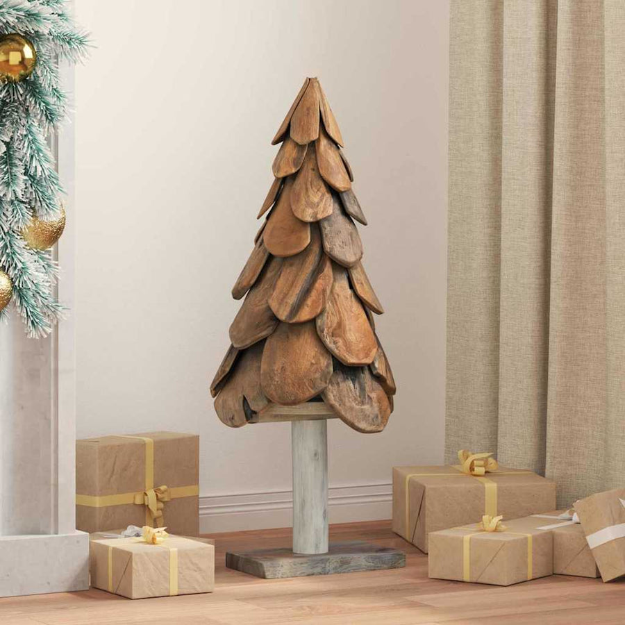 Kerstboom met standaard Bruin 90 cm Massief teakhout