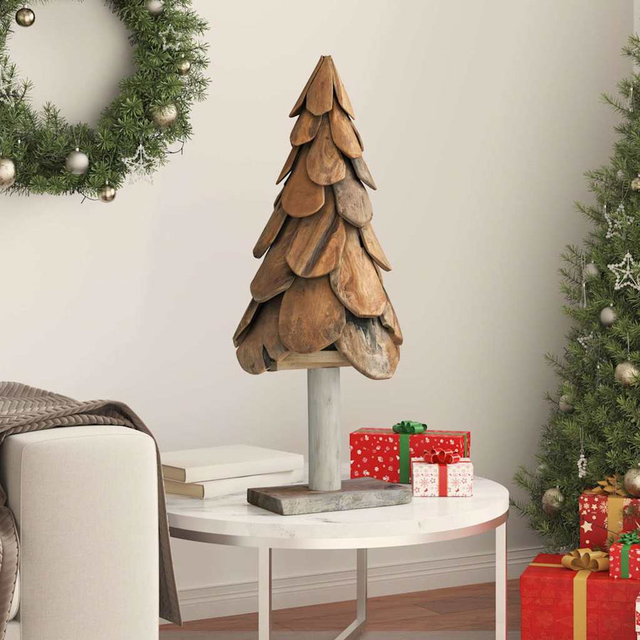 Kerstboom met standaard Bruin 90 cm Massief teakhout