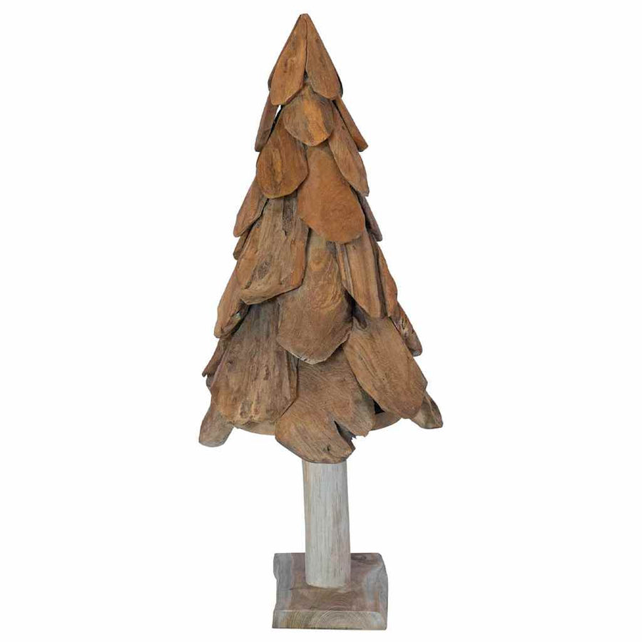 Kerstboom met standaard Bruin 90 cm Massief teakhout
