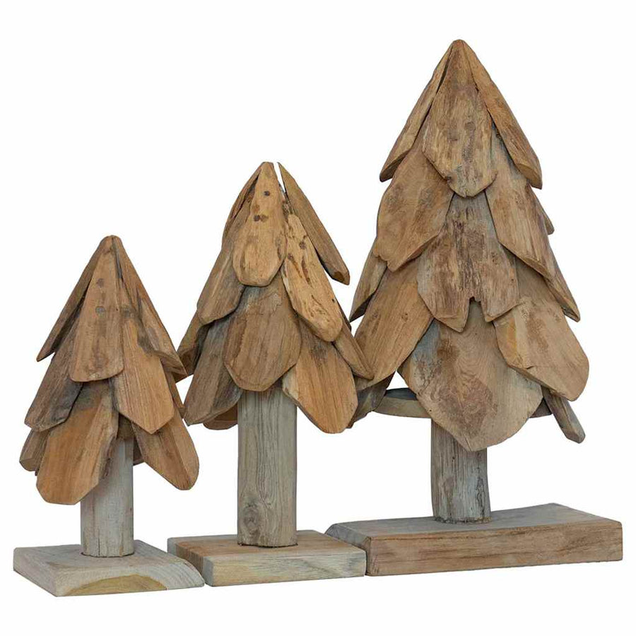 Kerstboom met standaard 3 pcs Bruin Massief teakhout