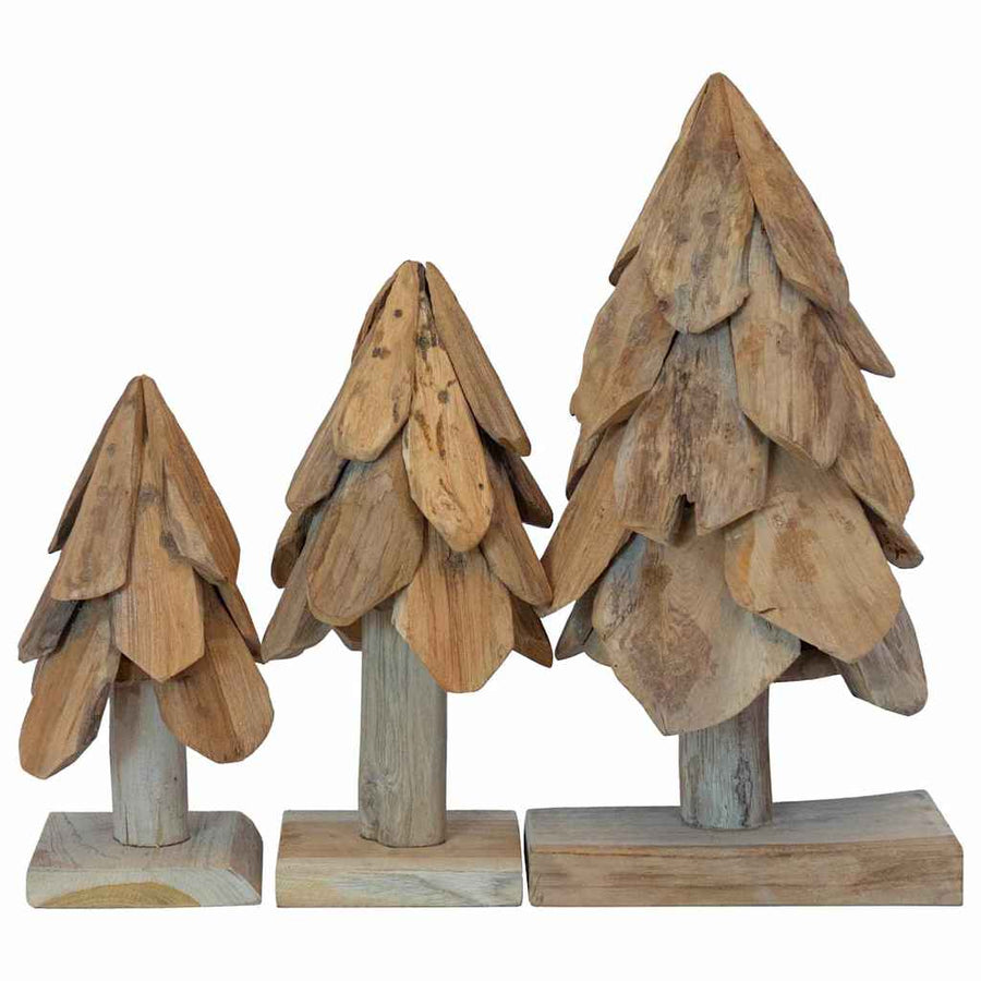 Kerstboom met standaard 3 pcs Bruin Massief teakhout
