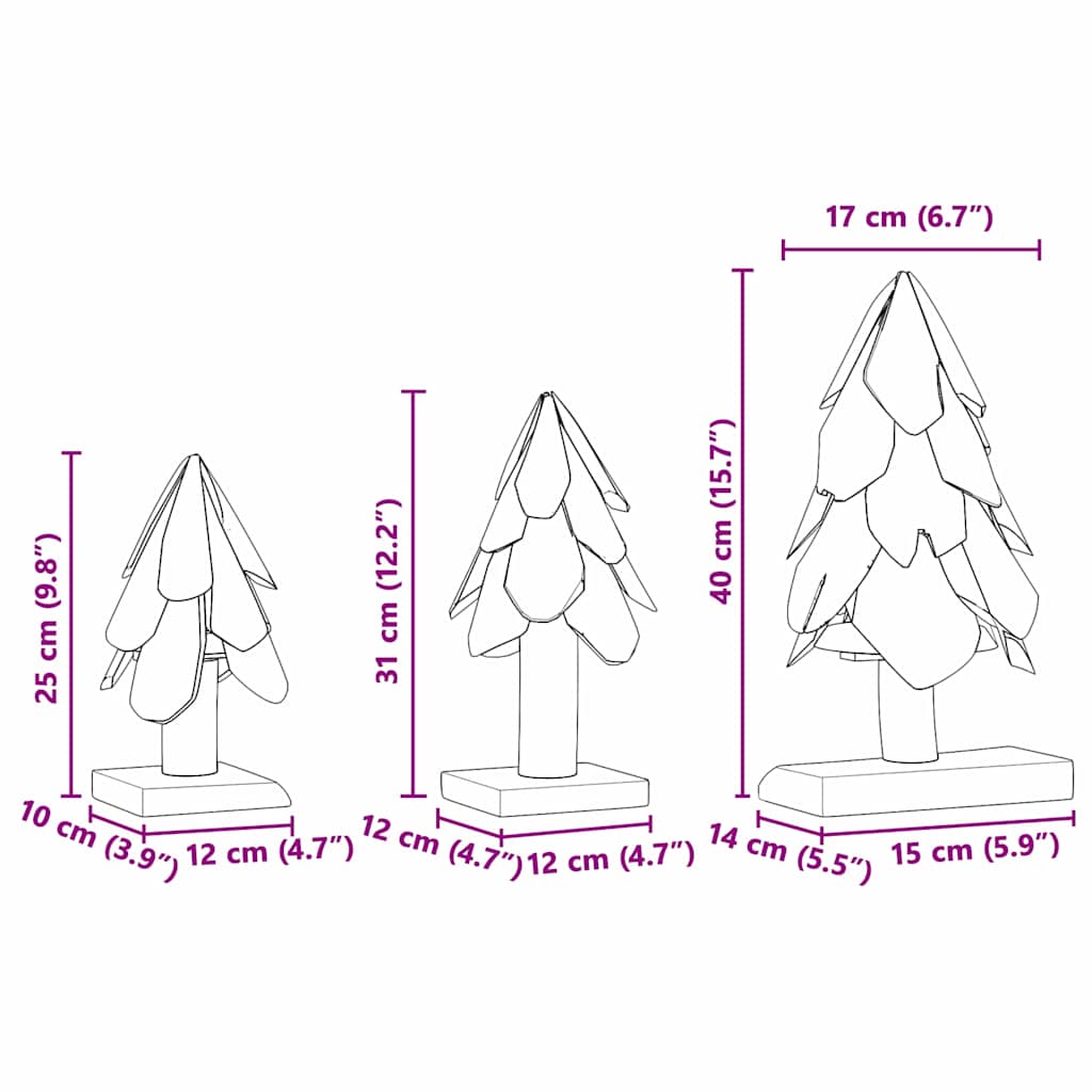 Kerstboom met standaard 3 pcs Bruin Massief teakhout