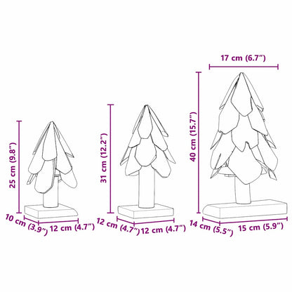 Kerstboom met standaard 3 pcs Bruin Massief teakhout