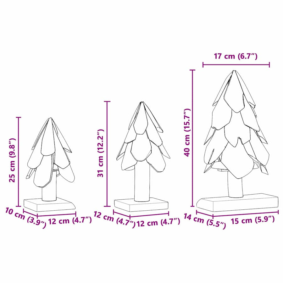 Kerstboom met standaard 3 pcs Bruin Massief teakhout