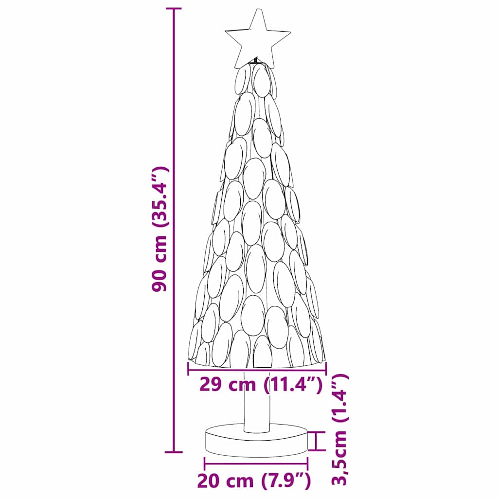 Kerstboom met standaard Bruin 90 cm Massief teakhout