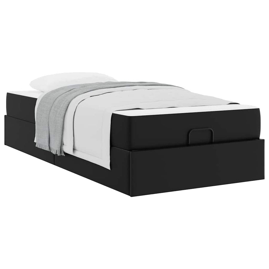 Bedframe met matras Anders Zwart 90 x 190 cm Kunstleer