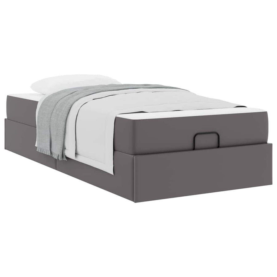 Bedframe met matras met matras Grijs 90 x 190 cm Kunstleer