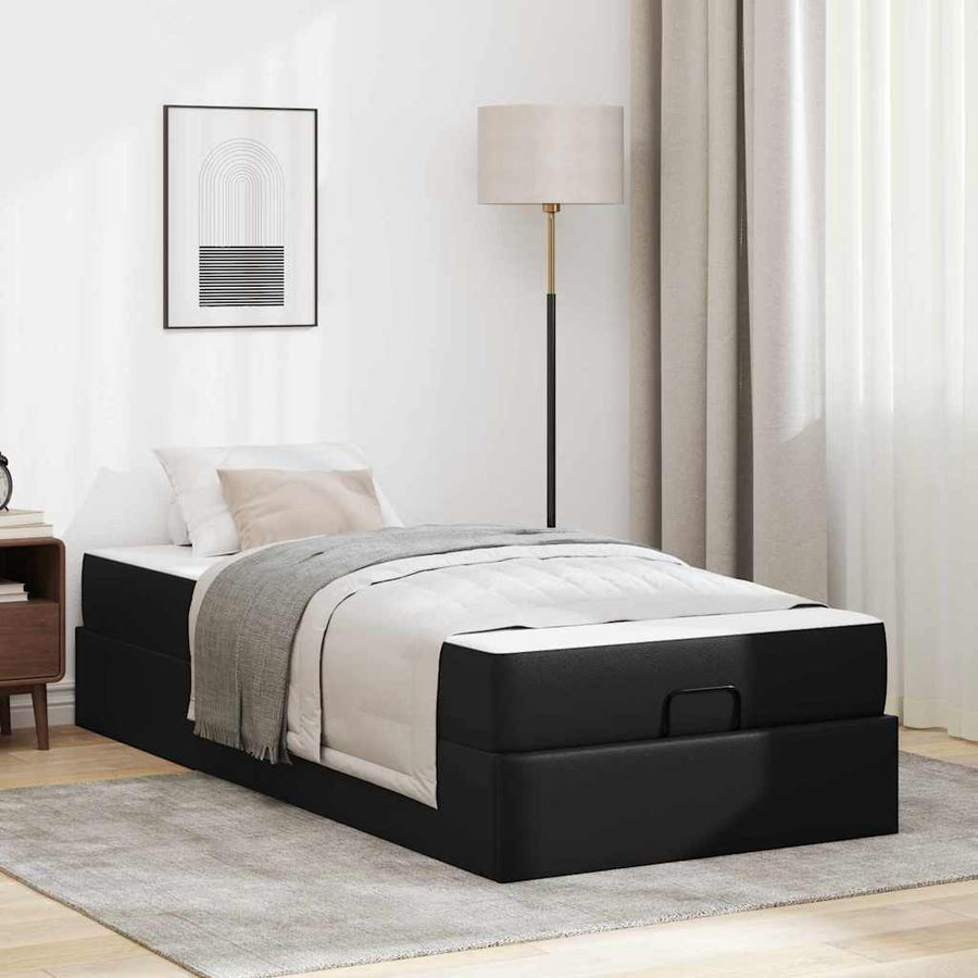 Bedframe met matras Anders Zwart 90 x 200 cm Kunstleer