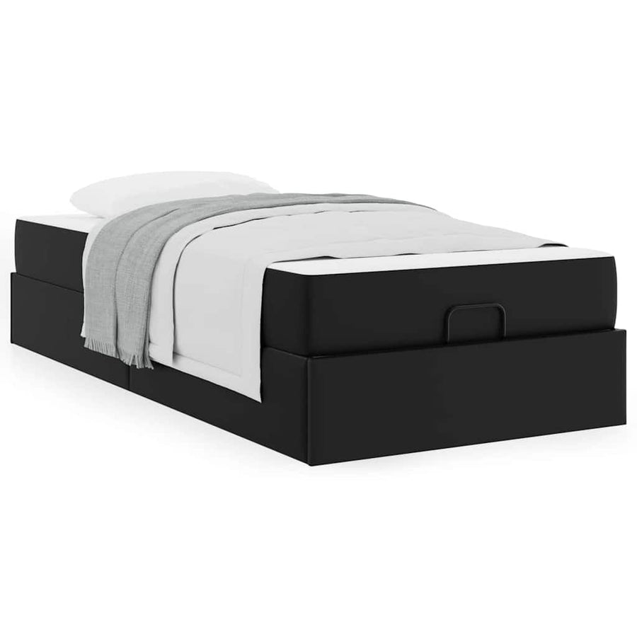Bedframe met matras Anders Zwart 90 x 200 cm Kunstleer