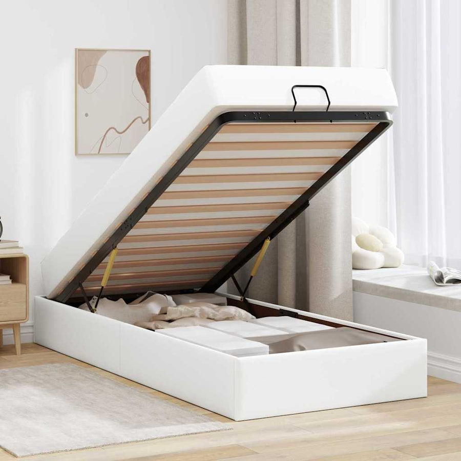 Bedframe met matras Anders Zuiverwit 90 x 200 cm Kunstleer