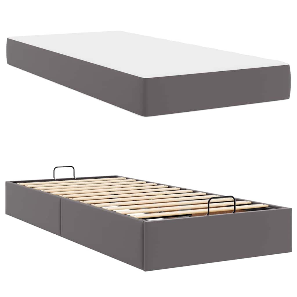 Bedframe met matras Anders Grijs 90 x 200 cm Kunstleer