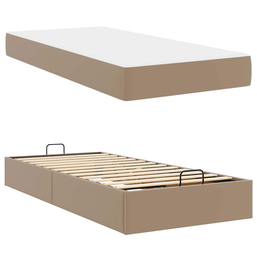 Bedframe met matras met matras Cappuccino 90 x 200 cm Kunstleer