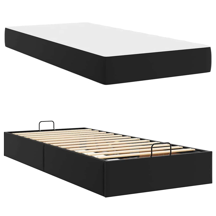 Bedframe met matras Anders Zwart 100 x 200 cm Kunstleer
