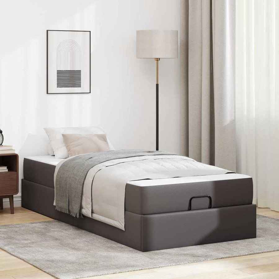 Bedframe met matras Anders Grijs 100 x 200 cm Kunstleer
