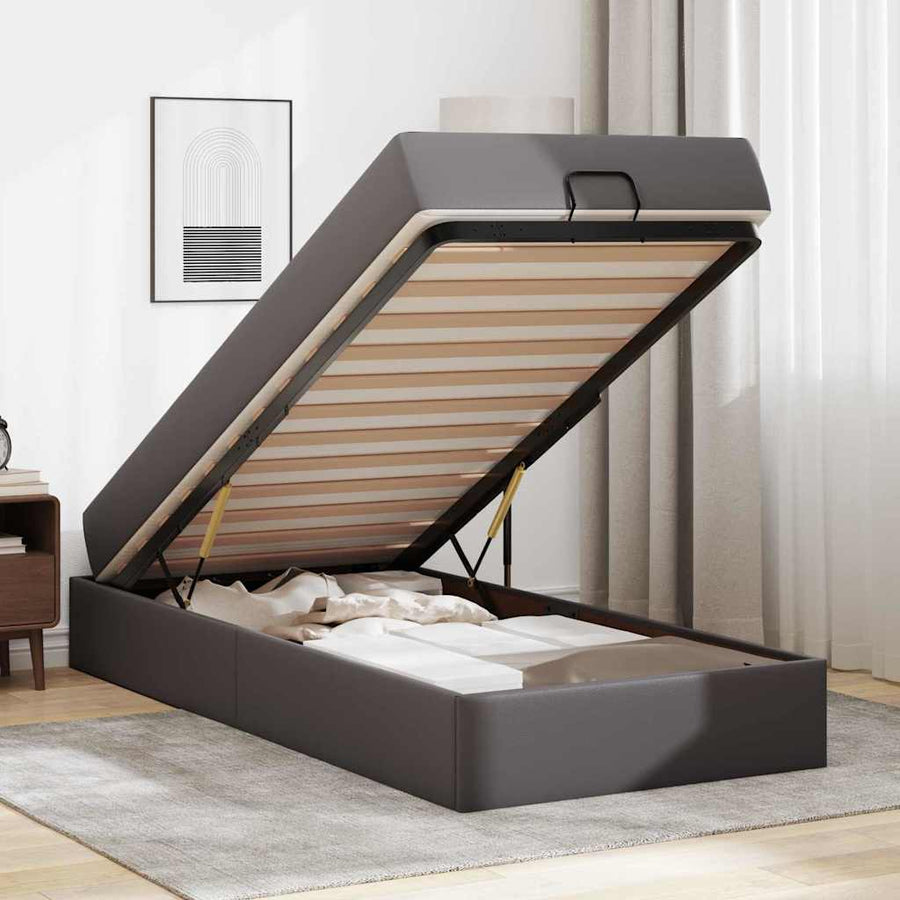 Bedframe met matras Anders Grijs 100 x 200 cm Kunstleer
