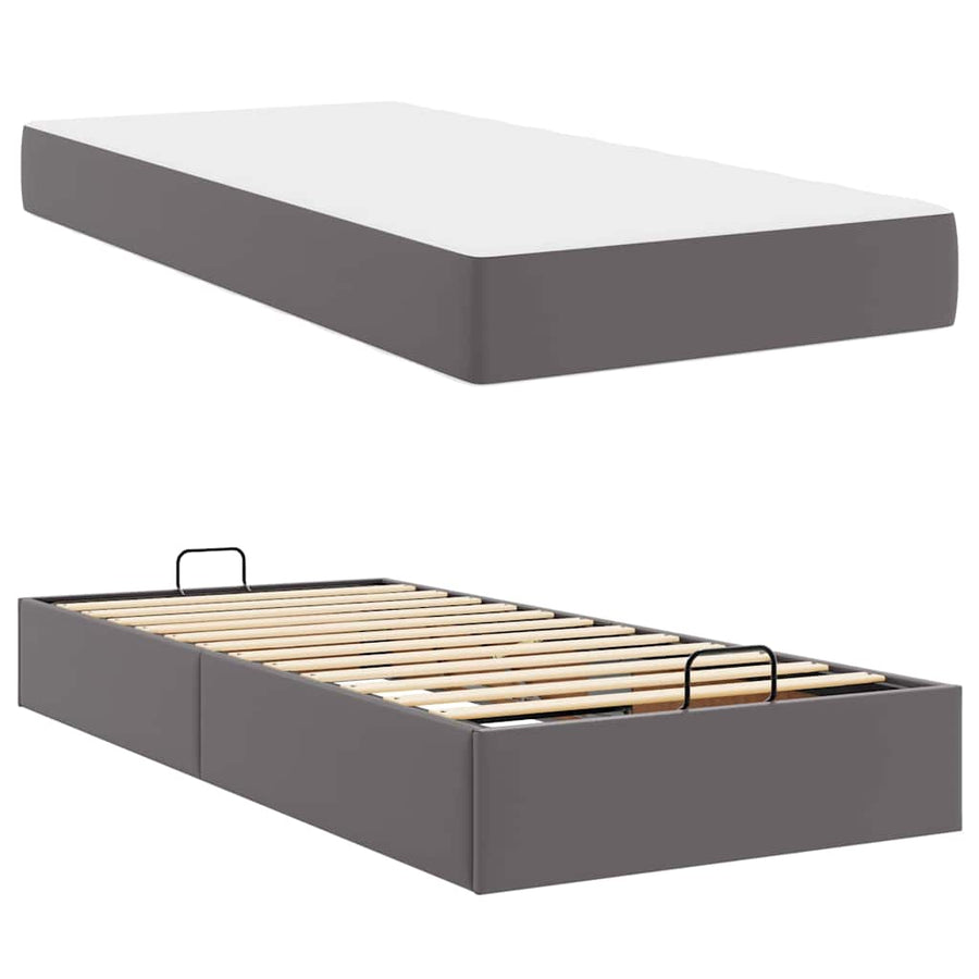 Bedframe met matras Anders Grijs 100 x 200 cm Kunstleer