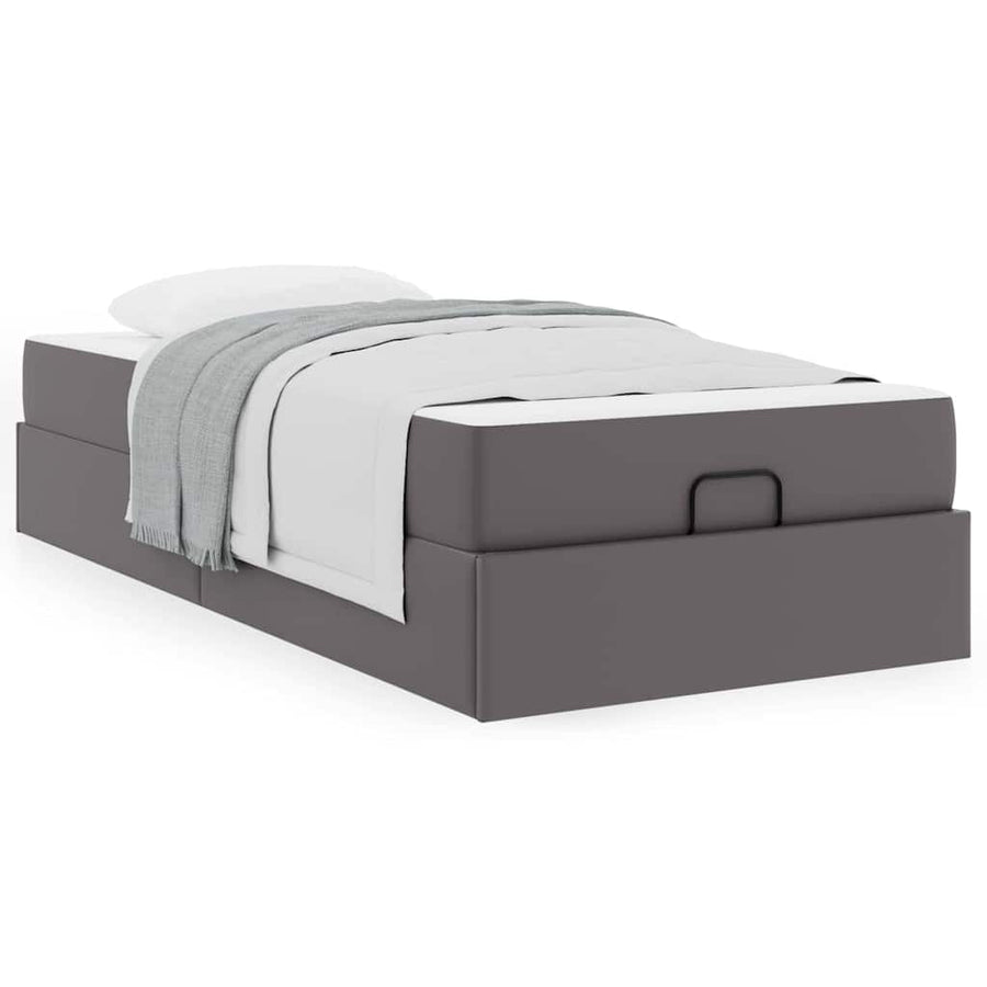 Bedframe met matras Anders Grijs 100 x 200 cm Kunstleer