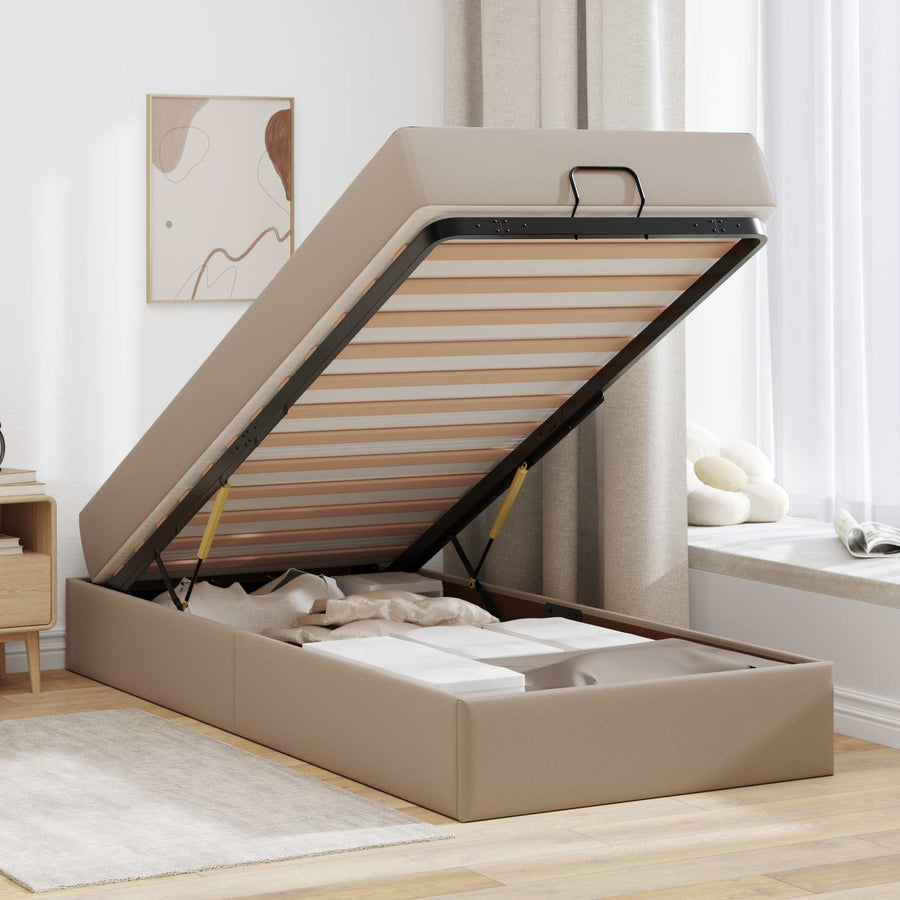 Bedframe met matras met matras 2 pcs Tan PVC