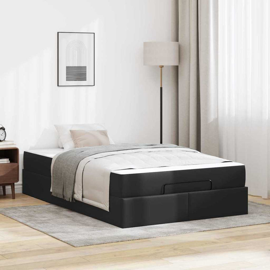 Bedframe met matras Anders Zwart 120 x 190 cm Kunstleer