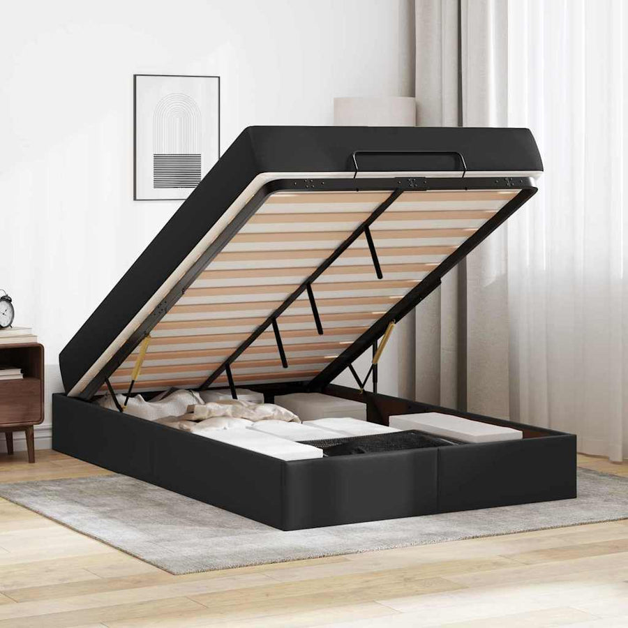 Bedframe met matras Anders Zwart 120 x 190 cm Kunstleer