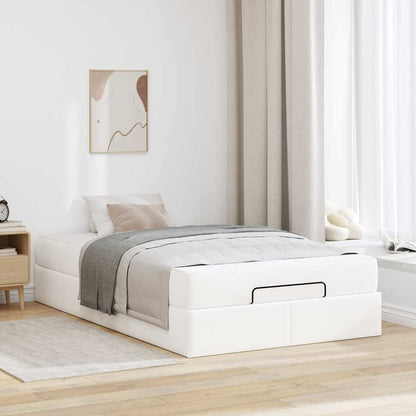 Bedframe met matras met matras Zuiverwit 120 x 190 cm Kunstleer