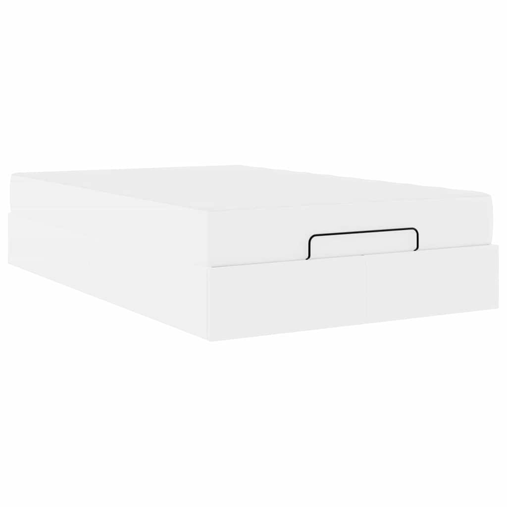 Bedframe met matras met matras Zuiverwit 120 x 190 cm Kunstleer