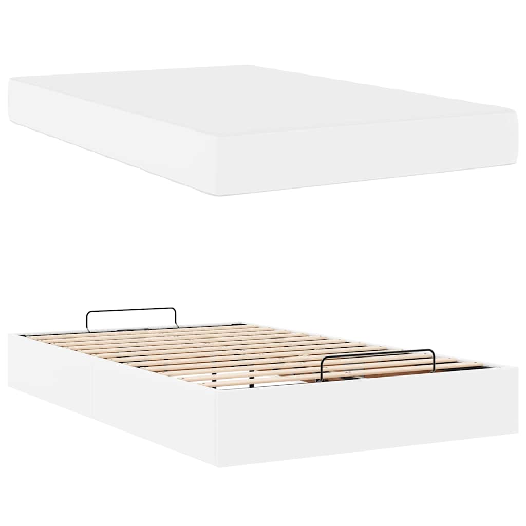 Bedframe met matras met matras Zuiverwit 120 x 190 cm Kunstleer